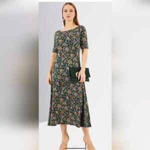 Lauren Ralph Lauren Paisley Stretch Cotton Midi dress - Green paisley Sz XL